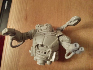 The assembled mech, at this point he was still drying so I didn't want to risk putting him up on the base...yet!